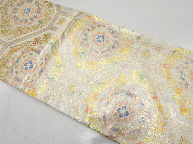 未使用品　佐賀錦　花蜀江模様織り出し袋帯(未仕立て)